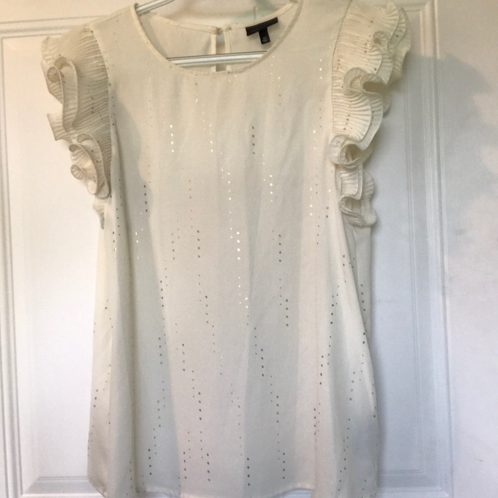 Target cream and gold ruffle sleeve top
